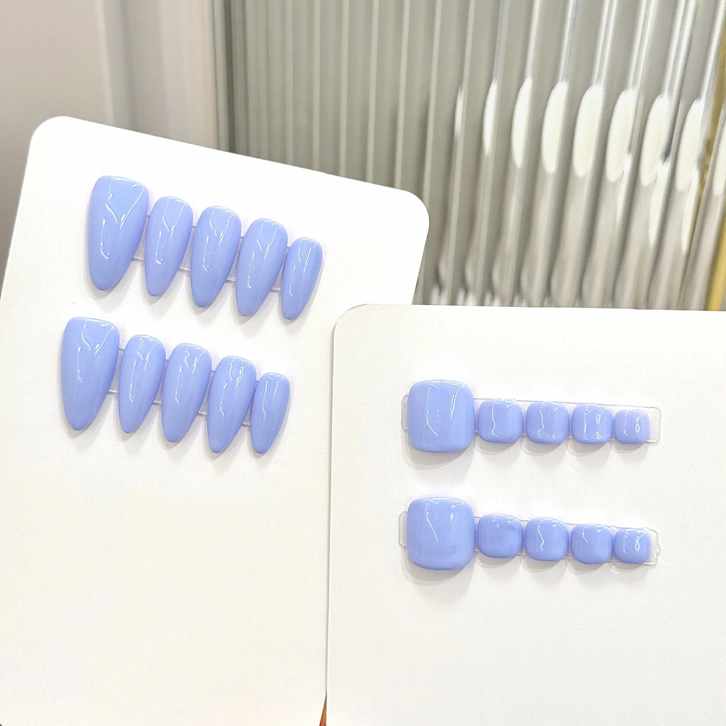10pcs Handmade Pure Color Press on Nails Summer Purple Color False Toenails Wearable Full Cover Korean False Toe Nail Patches Peaceful Pleasures Health and Wellness