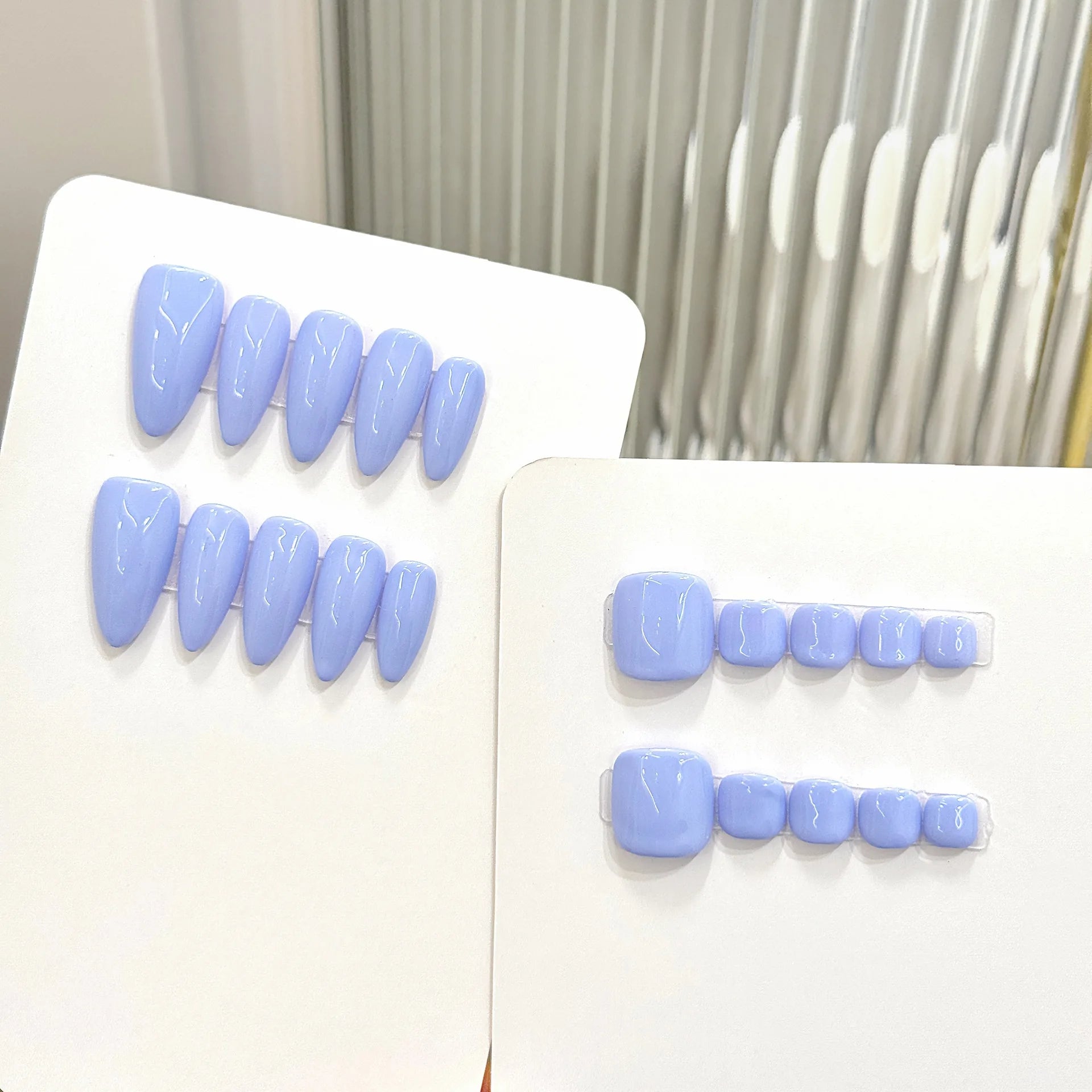 10pcs Handmade Pure Color Press on Nails Summer Purple Color False Toenails Wearable Full Cover Korean False Toe Nail Patches Peaceful Pleasures Health and Wellness