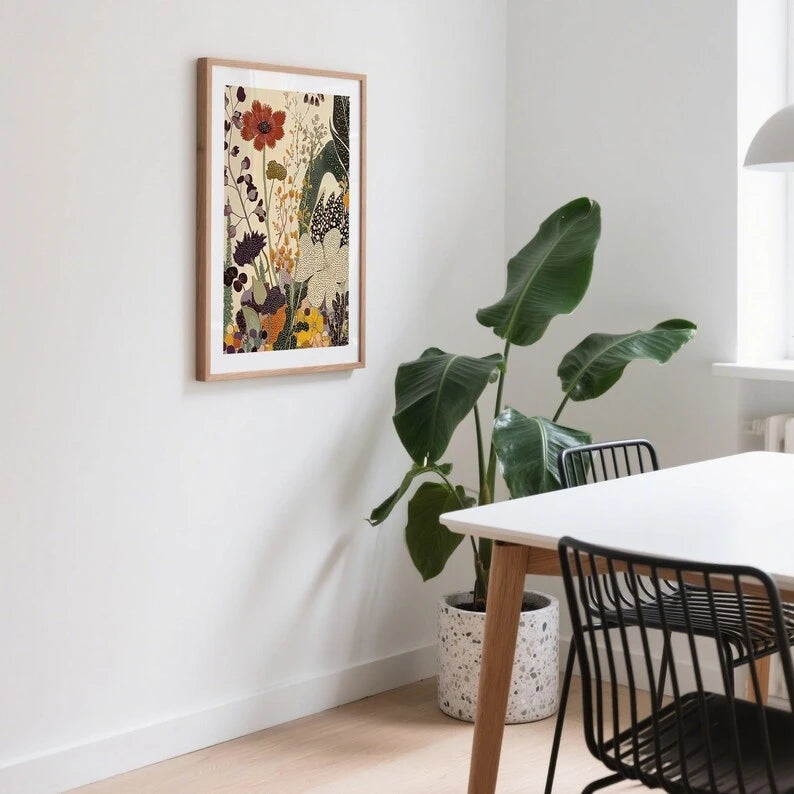 Modern Japanese Botanical Canvas Wall Art Print | Home Decor