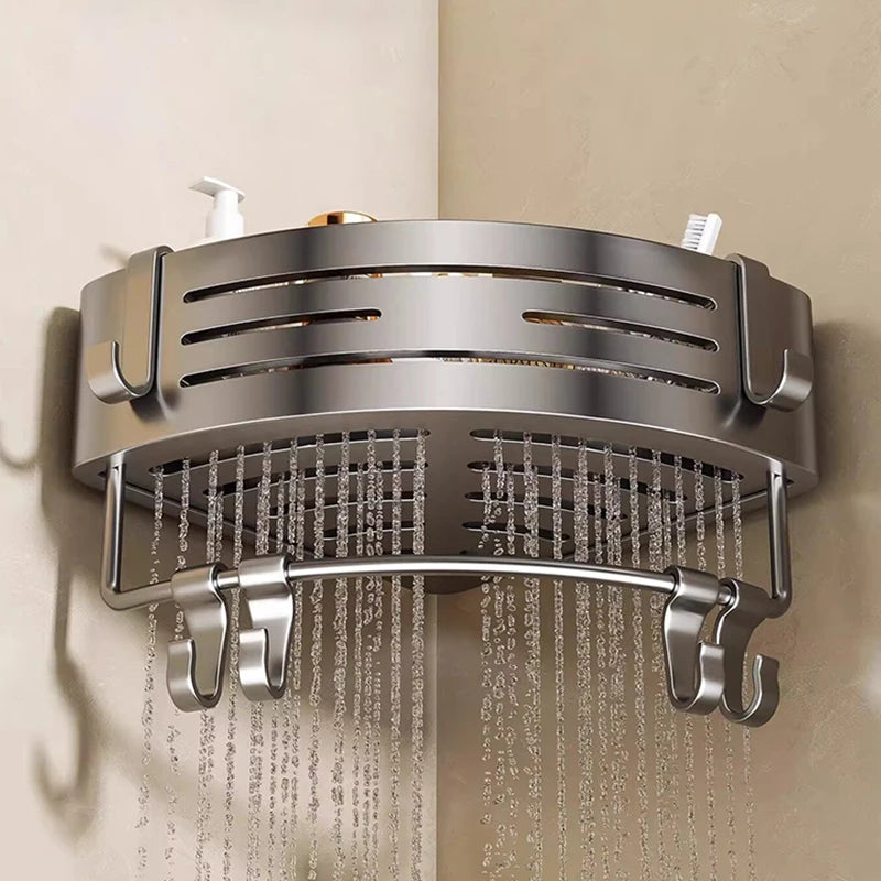 No-Drill Suction Cup Bathroom Corner Shelf | Aluminum Alloy
