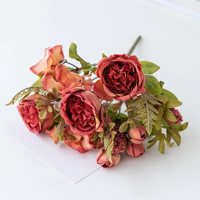Silk Peony Hydrangea Artificial Flower Bouquet – Wedding & Home