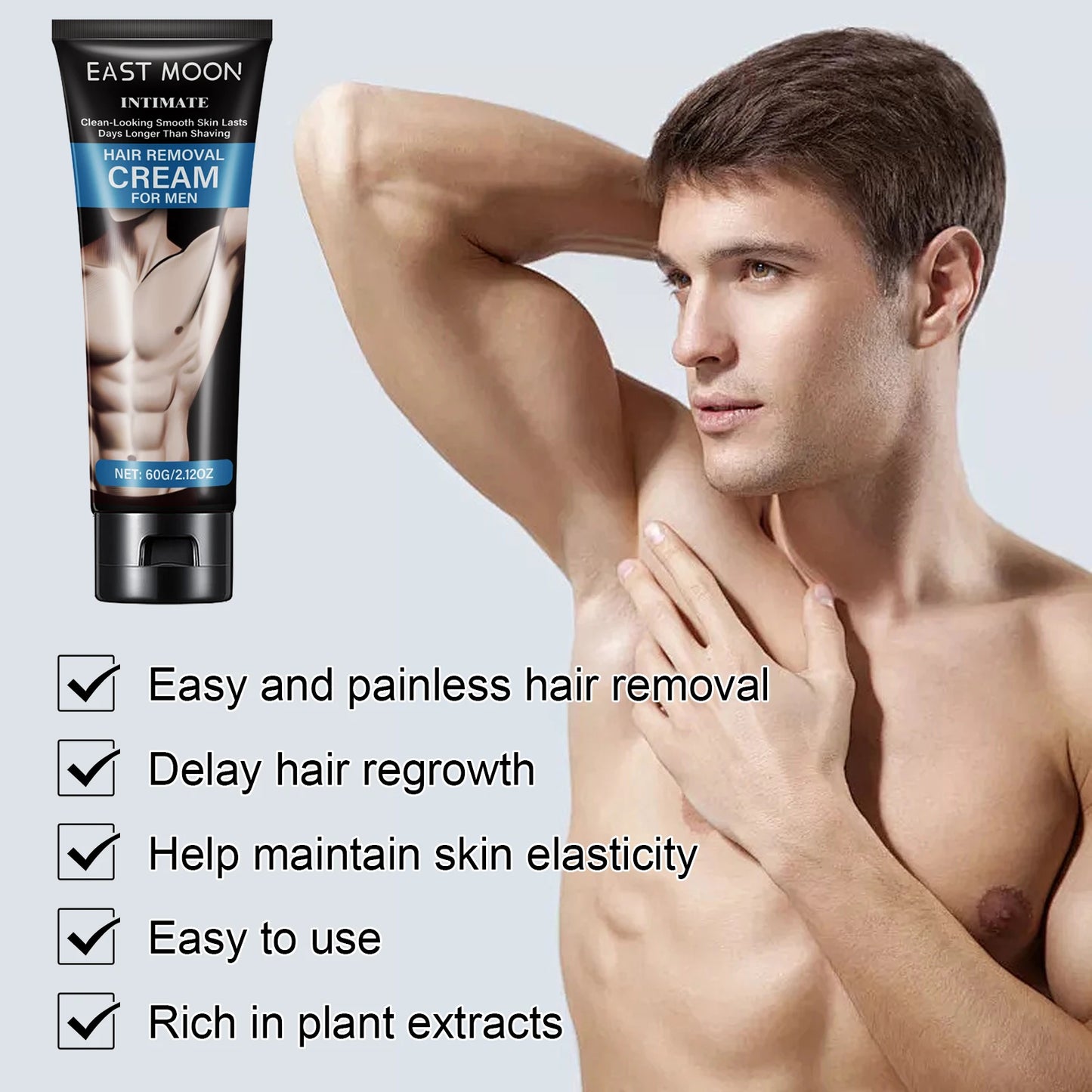Men's Painless Depilatory Cream – Chest, Arm, Leg & Back | 60g