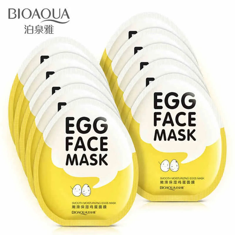 BIOAQUA Egg Facial Sheet Mask 10-Pack – Moisturizing & Oil Control
