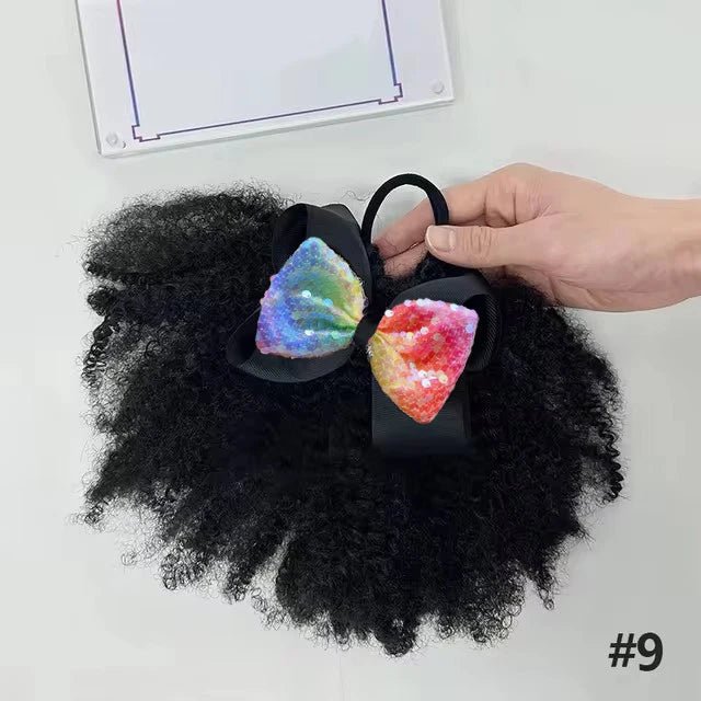 2pcs/pack Soft cute 4inch puff elastic band twist ponytail go afro kinky marley bouncy feel like natural human for baby girls Peaceful Pleasures Health and Wellness Large colors 9 1 CN