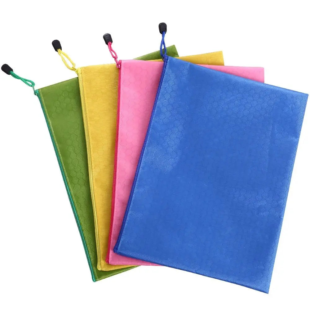 Color A4 Zipper File Bag Portable Waterproof Stationery Storage Mesh Bag Large Capacity Oxford Cloth File Folder Data Storage Peaceful Pleasures Health and Wellness