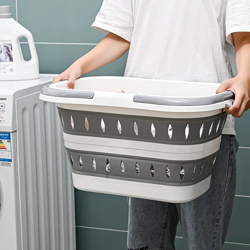 Foldable Collapsible Oval Laundry Basket | Portable Washing Tub Collapsible Laundry Basket Peaceful Pleasures Health and Wellness