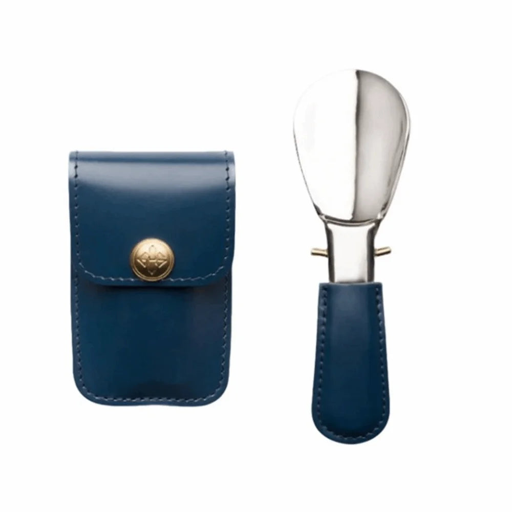 Mini Folding Shoehorn with PU Leather Bag | Stainless Steel