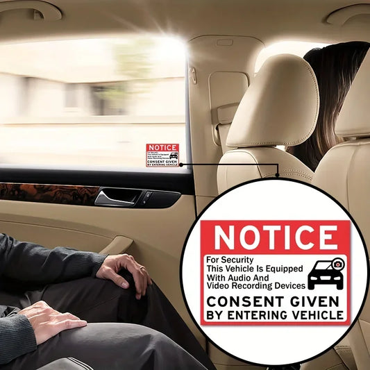 6pcs/set Notice Vehicle Is Equipped With Audio And Video Recording Devices Consent By Entering Car Sticker Peaceful Pleasures Health and Wellness NOTICE Sticker