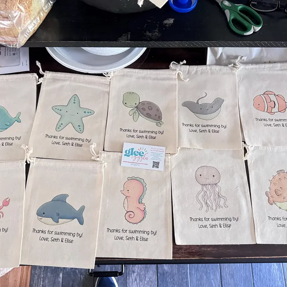 Under the Sea Party Favor Bags – 5-Pack Drawstring Goodie Bags Party Favor Bags Peaceful Pleasures Health and Wellness