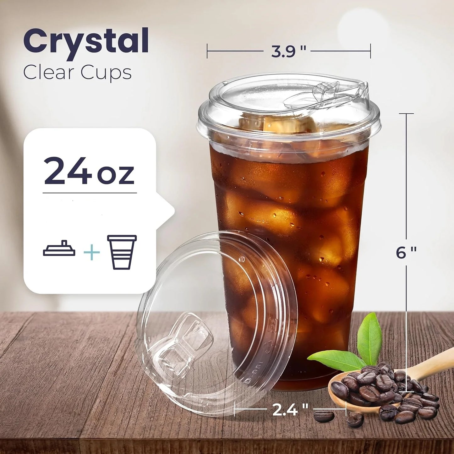 10 Sets Clear Plastic Cup with Sip lids 12//20/16 Disposable Cups for Iced Coffee or Juice Party Smoothie Milkshake Cold Drinks Peaceful Pleasures Health and Wellness 24OZ
