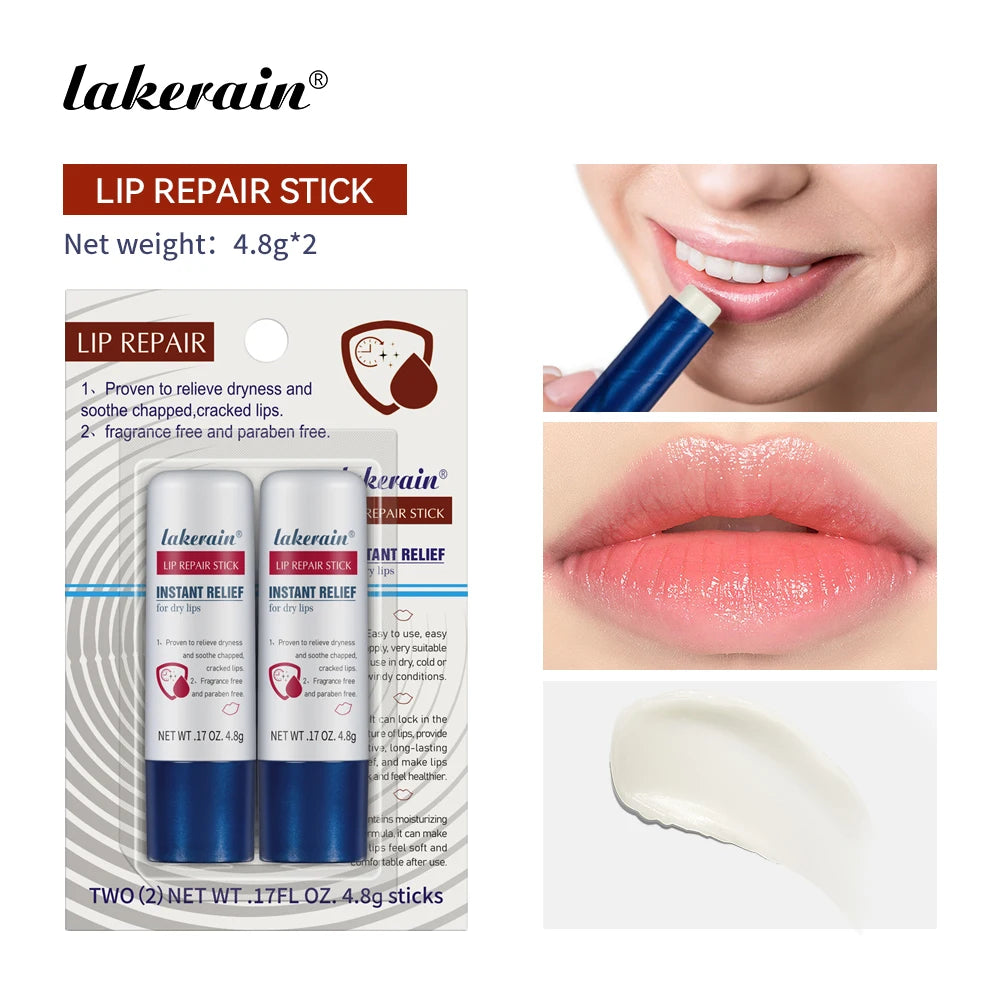 Lakerain Lip Repair Stick 2 Packs Quick Relief Of Dry Moisturizing And Smoothing lip Lines Lip Balm Soothes Chapping Lipstick Peaceful Pleasures Health and Wellness