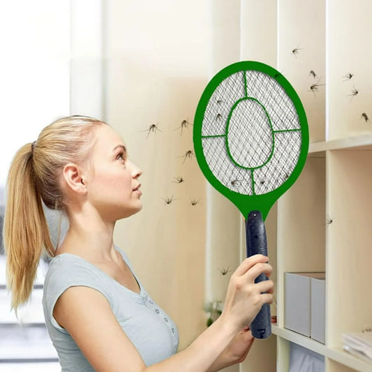 2in1 Insect Racket Electric Mosquito Killer Outdoor/Indoor Electric Household Insects Killer Tool (Not Included Batteries） Peaceful Pleasures Health and Wellness Green
