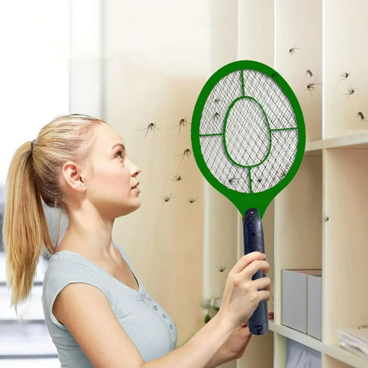 2-in-1 Electric Mosquito Racket – Indoor & Outdoor Bug Zapper