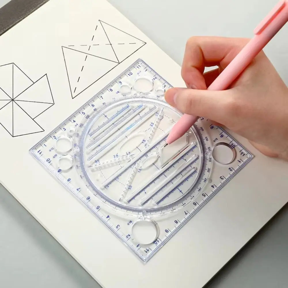 Protractor Geometry Drawing Ruler Transparent Multi-Functional Rotatable Ruler 3D Scale Educational Circle Drafting Ruler Peaceful Pleasures Health and Wellness