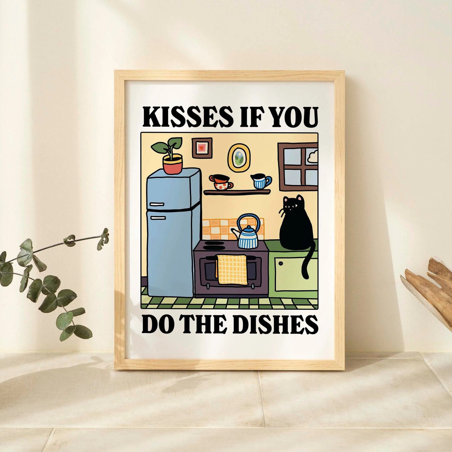 Funny Cat Canvas Wall Art | Spaghetti & Espresso Kitchen Decor
