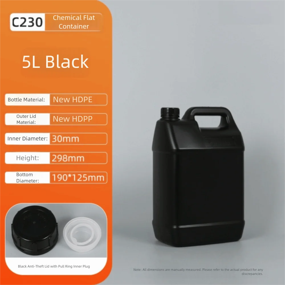 1/2/3/4/5/6/10L Plastic Airtight Bottle with Lid Food Grade HDPE Bucket Sealed Large-Capacity Storage Container Cleaning Essence Peaceful Pleasures Health and Wellness Black 5L