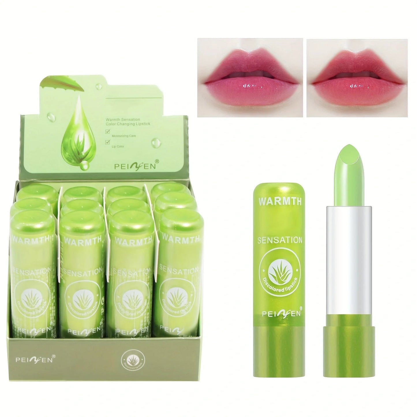 12Pcs Aloe Extract Color-Changing Lip Balm Set