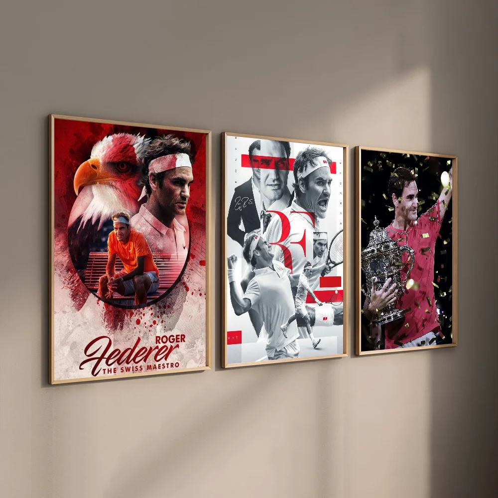 Roger Federer HD Wall Poster – Waterproof PVC Sticky Decor Sports Wall Poster Peaceful Pleasures Health and Wellness