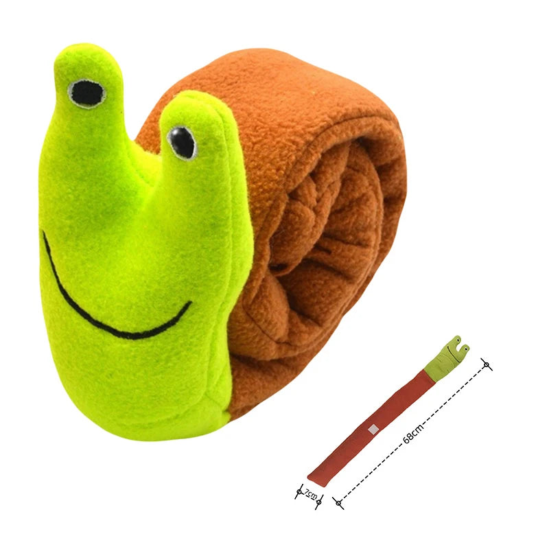 Dog Puzzle Feeder Snail Toy – Squeaky Plush Interactive Puppy