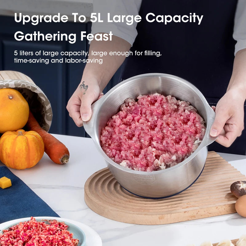 5L Electric Meat Grinders Food Crusher Stainless Steel Multifunctional Vegetable Slicer Processor Chopper Kitchen Appliances Peaceful Pleasures Health and Wellness