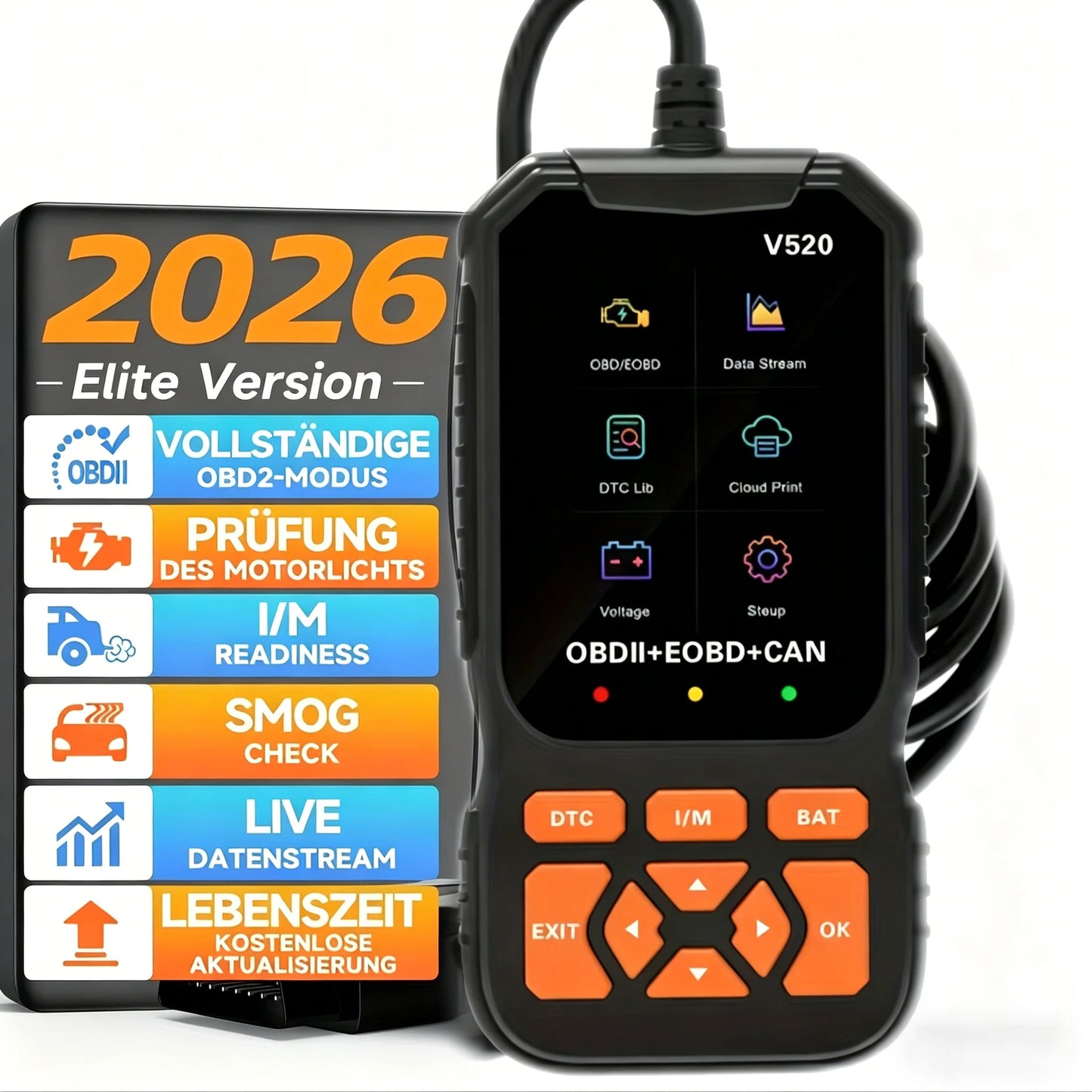 V520 Professional Advanced Obdii/Eobd Car Diagnostic Scan Tool, Battery Tester, I/M Readiness, Fault Code Eraser, Suitable for All Obd Ii Protocol Cars since 1996, No Battery Required Peaceful Pleasures Health and Wellness black