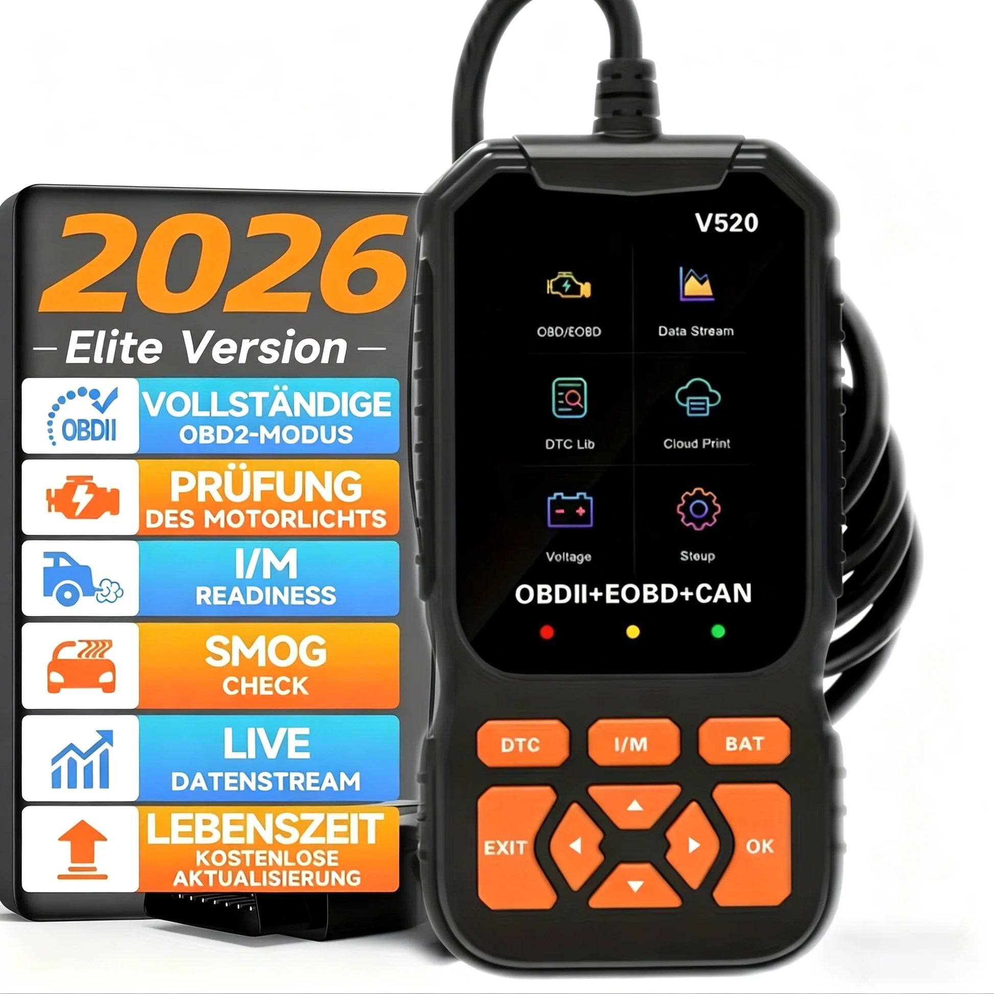 V520 Professional Advanced Obdii/Eobd Car Diagnostic Scan Tool, Battery Tester, I/M Readiness, Fault Code Eraser, Suitable for All Obd Ii Protocol Cars since 1996, No Battery Required Peaceful Pleasures Health and Wellness black