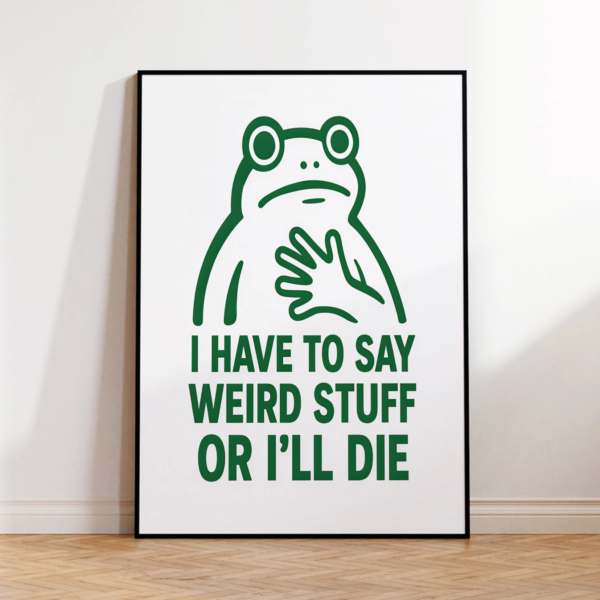Retro Funny Frog Meme Ink Painting Wall Art Prints Canvas Painting Poster Picture For Living Bedroom Dining Room Home Decor Gift Peaceful Pleasures Health and Wellness G3632 30x40cm Wood Framed
