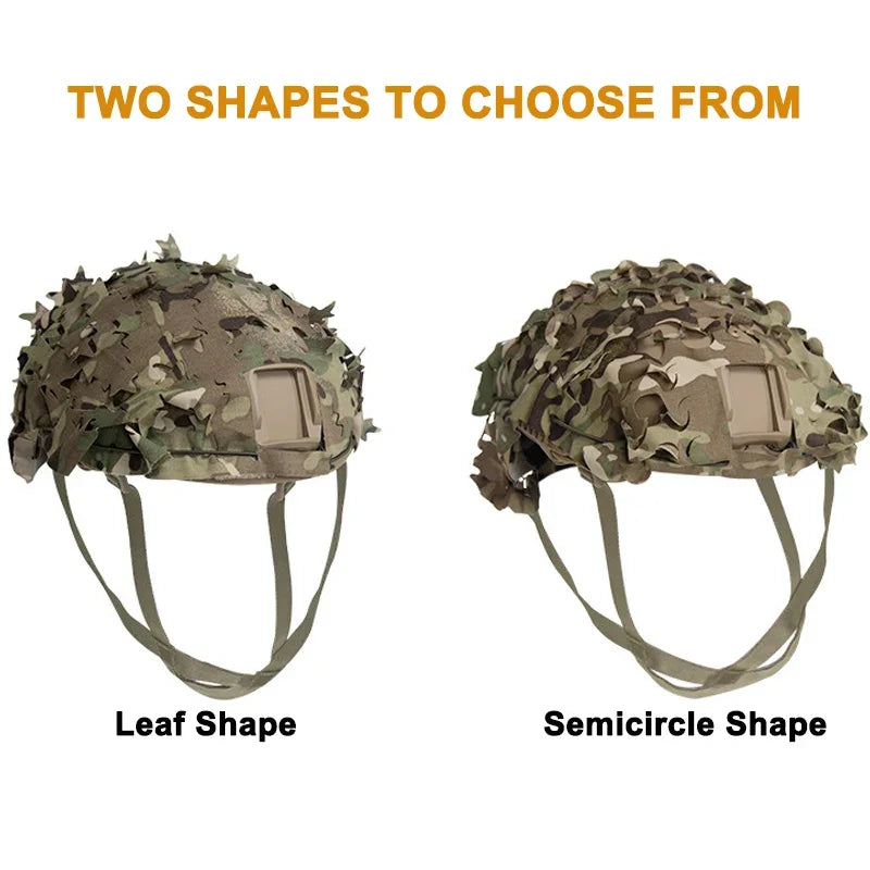 3D Camo Laser Cut Leaf Shape Airsoft Helmet Cover Mesh Helmet Cloth Paintball Paratrooper Hunting Airsoft Helmet Accessories Peaceful Pleasures Health and Wellness