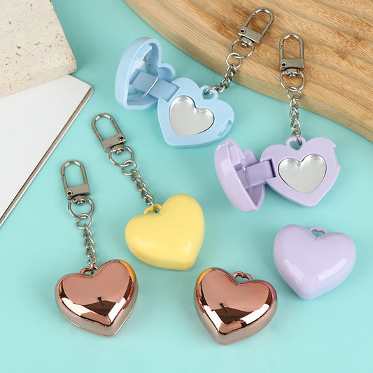 1Pcs Heart Shape Mini Empty Blush Powder Box Eye Shadow Container With Mirror And Aluminum Pan Key Chain Lipstick Case Packaging Peaceful Pleasures Health and Wellness
