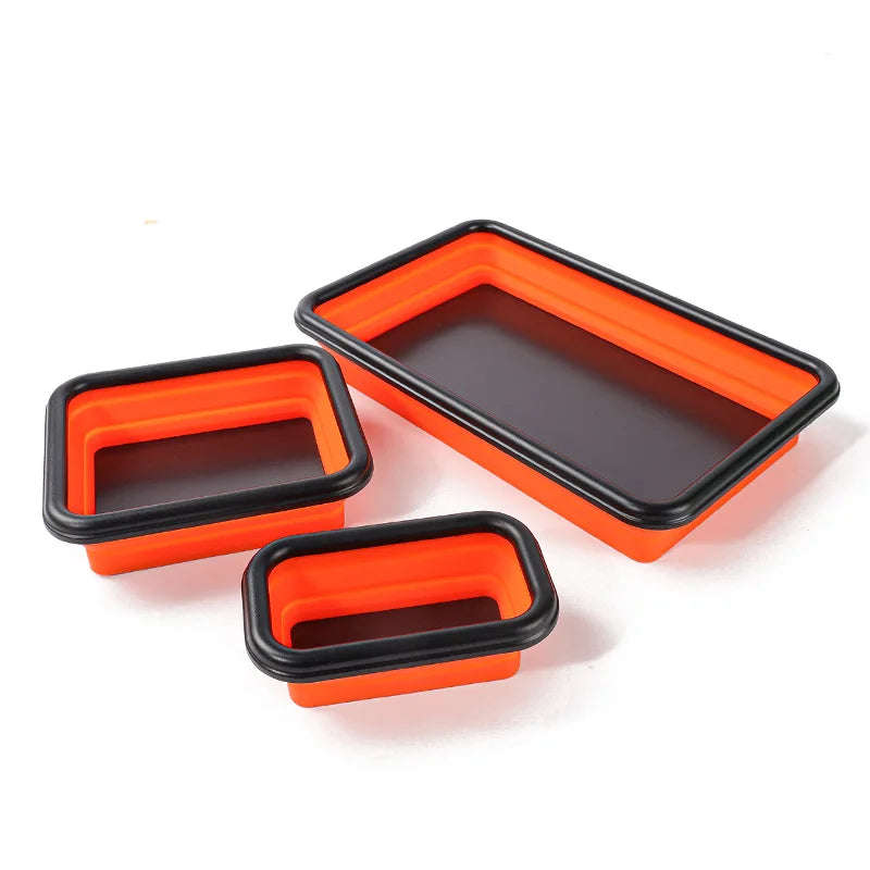 3-Piece Collapsible Magnetic Parts Tray Set | Silicone Repair Bowl