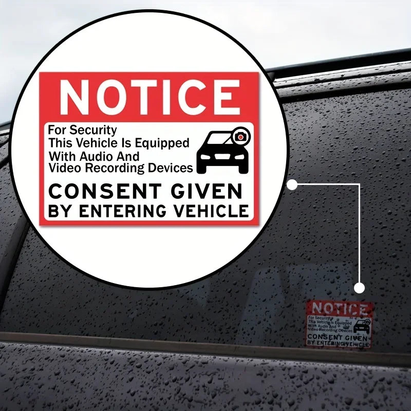 6pcs/set Notice Vehicle Is Equipped With Audio And Video Recording Devices Consent By Entering Car Sticker Peaceful Pleasures Health and Wellness