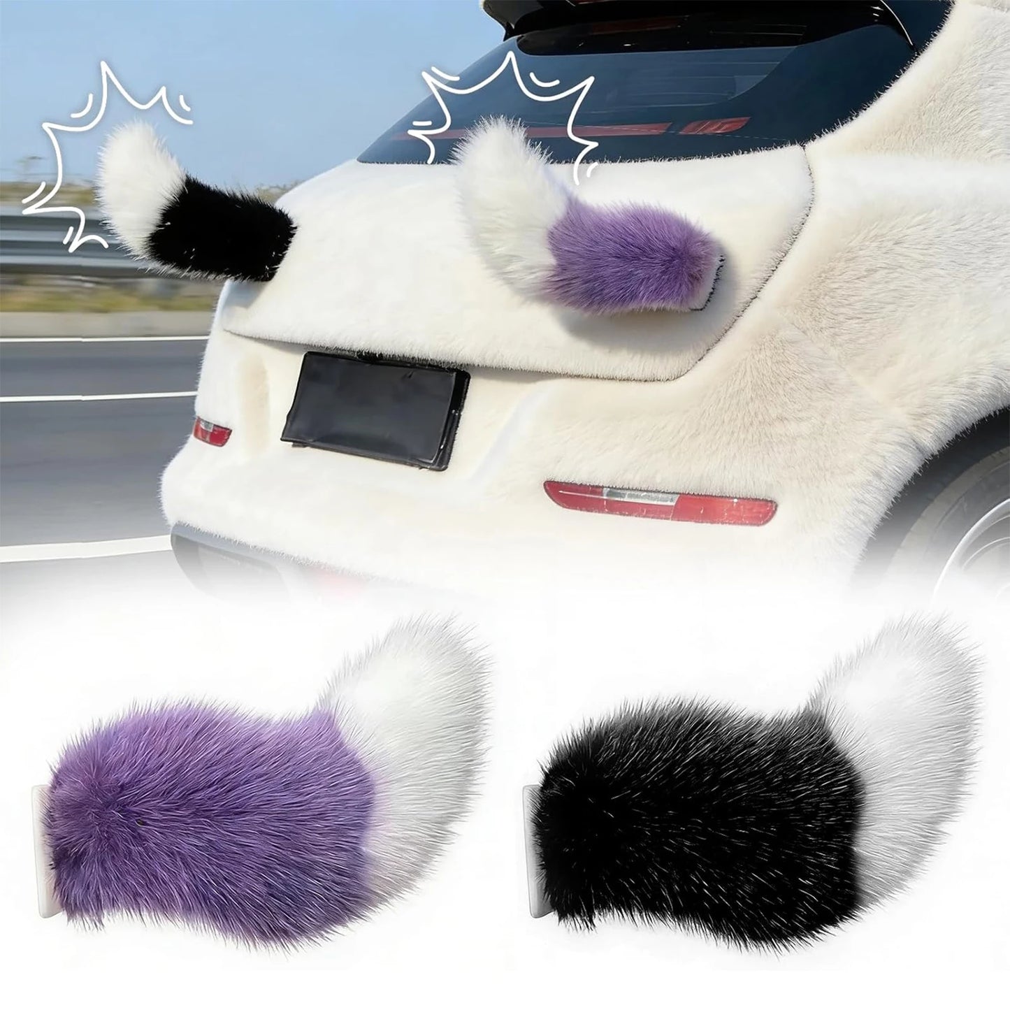 Cute Fuzzy Wagging Moving Tail Rechargeable Car Exterior Decoration Charm with Remote Control for Auto Trunk Bumpe Peaceful Pleasures Health and Wellness
