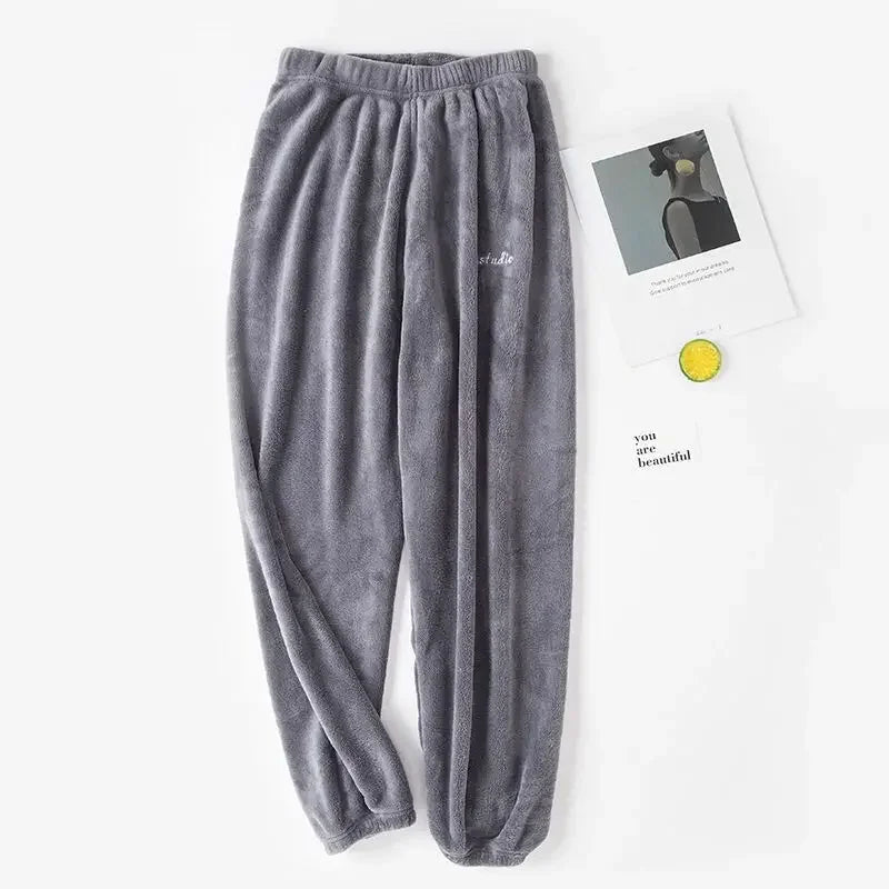 Coral Fleece Pajama Pants – Thick Plush Wide Leg Winter Lounge