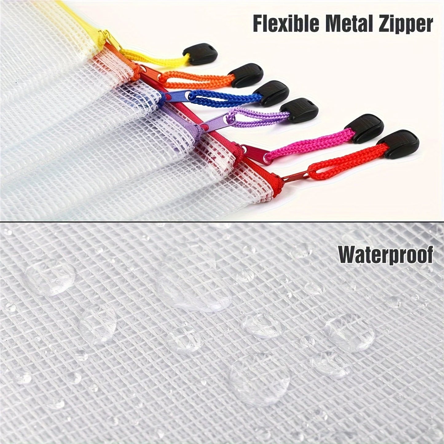 16-Piece Waterproof Mesh Zipper Bags – Travel & Office Organizers