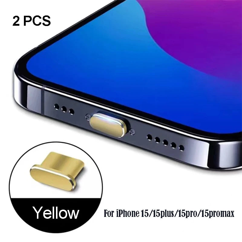 iPhone15 Pro Max Accessories iPhone Dust Plug For Mobile Phone Accessories Dust Cap For Mobile Usb Dust Plug Usb A iPhone15 Plus Peaceful Pleasures Health and Wellness Yellow(2pcs)