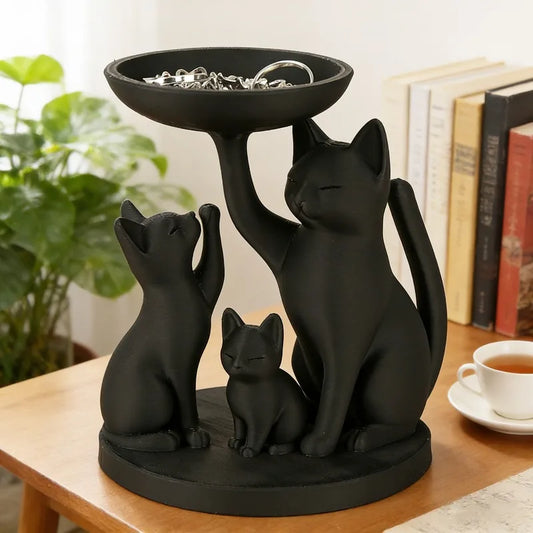 3D Printed Black Cat Storage Tray Set of 3 | Jewelry & Keys Decorative Storage Tray Peaceful Pleasures Health and Wellness
