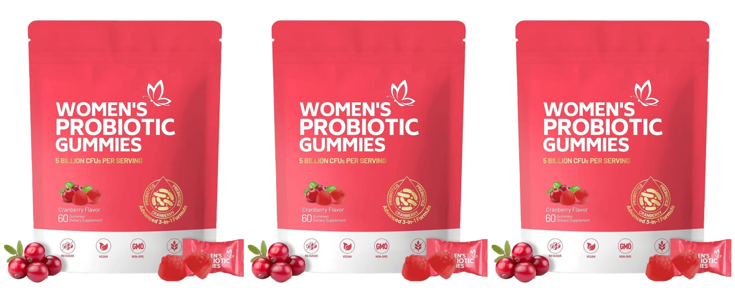 Women's Probiotic Gummies 5B CFUs Cranberry Prebiotic 60ct