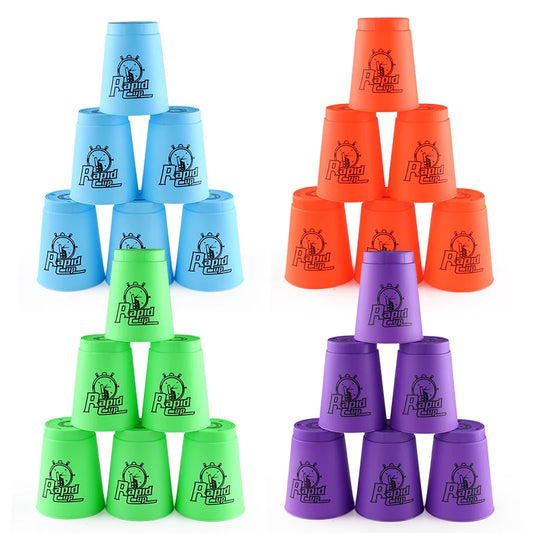 Four Colours Quick Stacks Cups Speed Cup Stacking Game Training Fast Peaceful Pleasures Health and Wellness