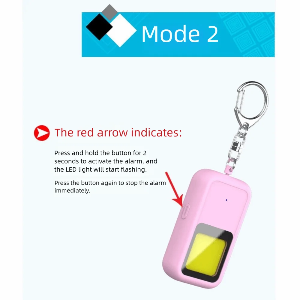 130 DB Safe Sound Personal Alarm LED Strobe Light 2 Modes Alarm Self Defence Alarm Keychain Waterproof with Hanging Hook Peaceful Pleasures Health and Wellness
