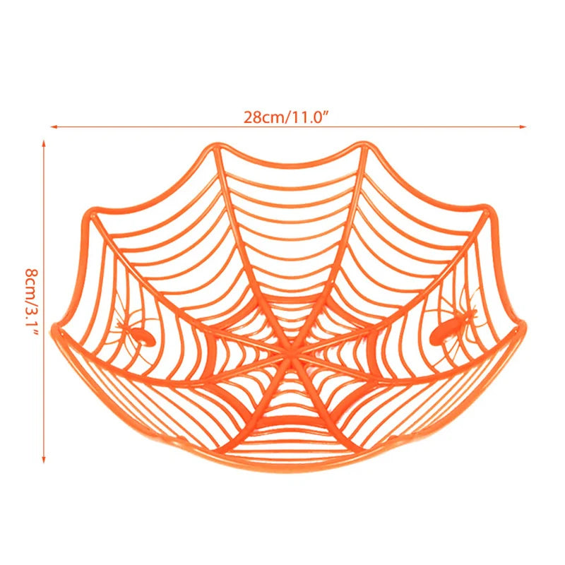 Halloween Black Spider Web Bowl Fruit Plate Candy Biscuit Basket