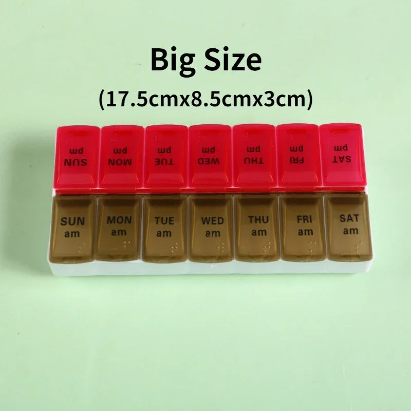 New Weekly Portable Travel Pill Cases Box 7 Days Organizer 14 Grids Pills Container Storage Tablets Vitamins Medicine Fish Oils Peaceful Pleasures Health and Wellness NO.12