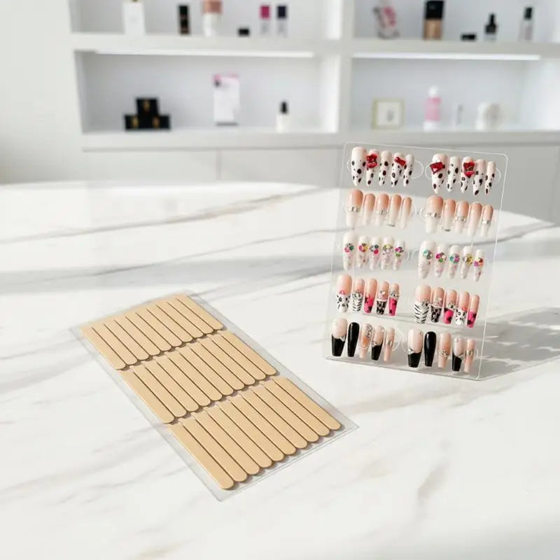 30/33pcs Transparent Double Adhesive Tape False Nails Display Stand Glue Stickers Acrylic Practice Showing Bar Nail Art Tools Peaceful Pleasures Health and Wellness