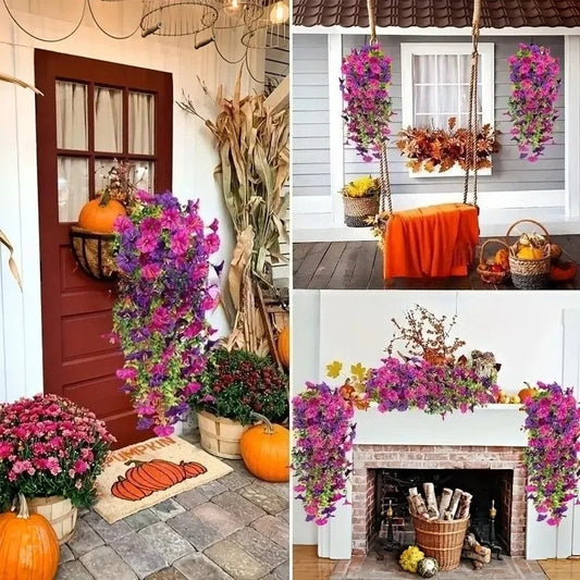 Artificial Morning Glory Hanging Vine | UV Resistant Fake Flowers Artificial Hanging Vine Peaceful Pleasures Health and Wellness