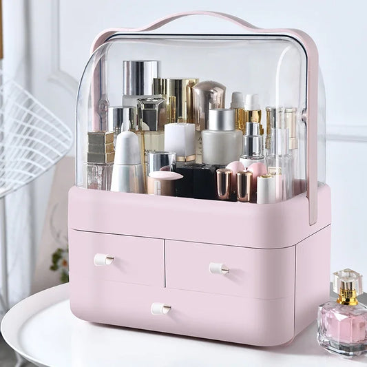 Cosmetics Receiving Box Dust-Proof Desktop Makeup Organizer with Drawer for Skin Care Products Household Storage Box Shelf Peaceful Pleasures Health and Wellness