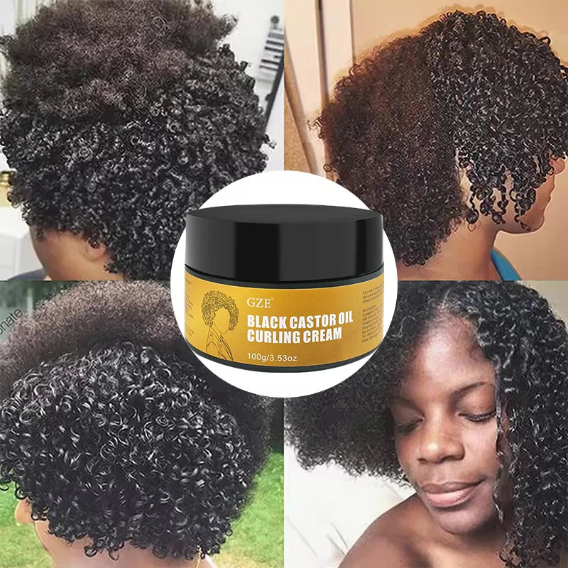 GZE Black Castor Oil Curl Defining Cream – Anti-Frizz 100g Curl Defining Cream Peaceful Pleasures Health and Wellness