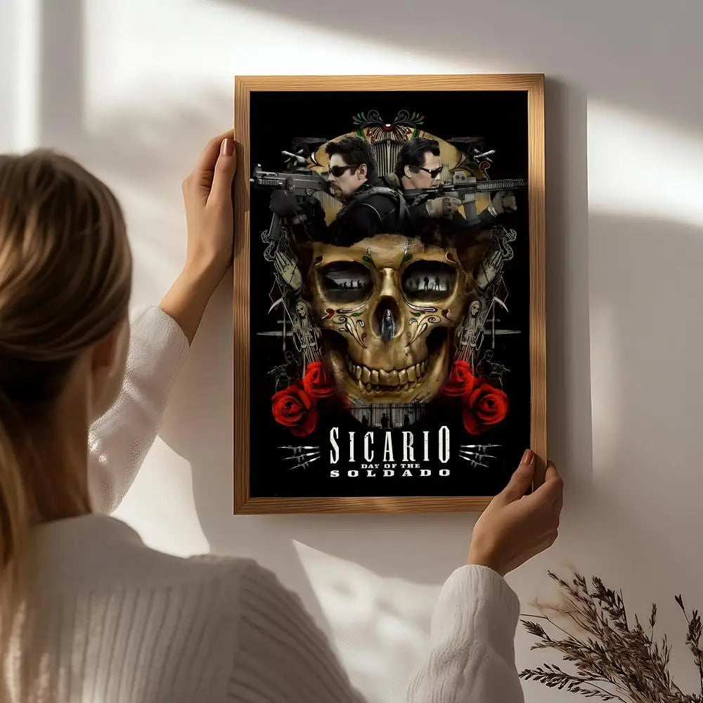 Sicario Movie Poster HD Self-Adhesive Waterproof Wall Art Movie Wall Poster Peaceful Pleasures Health and Wellness White7 50X70cmNoframe