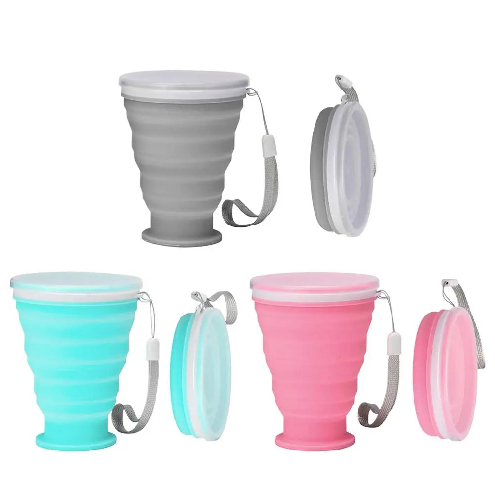 300ml Collapsible Silicone Camping Cup with Lid | Travel Mug