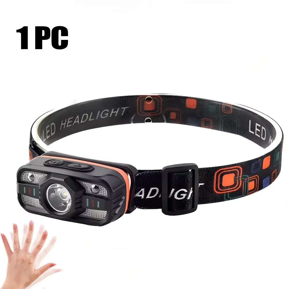 Rechargeable LED Headlamp – 6 Modes & Motion Sensor