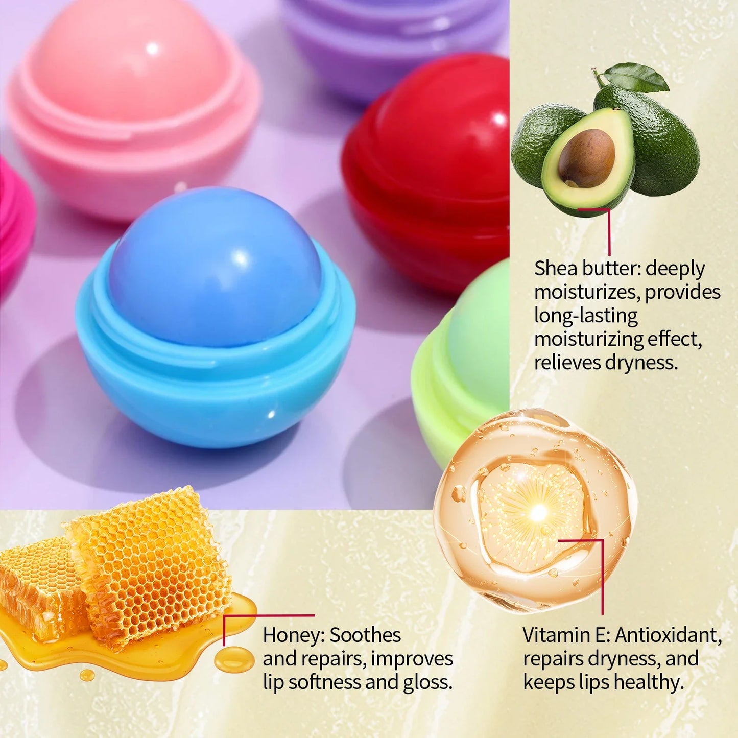 Eelhope Fruity Ball Lip Balm – Deep Moisturizing, All Seasons