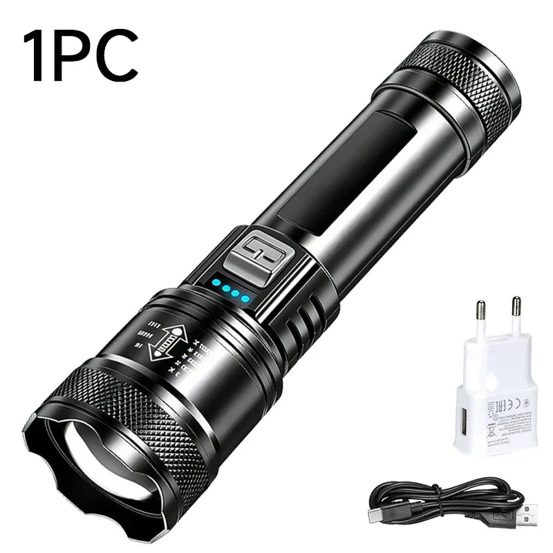 Tactical LED Flashlight 2000LM Zoom Torch | USB Rechargeable